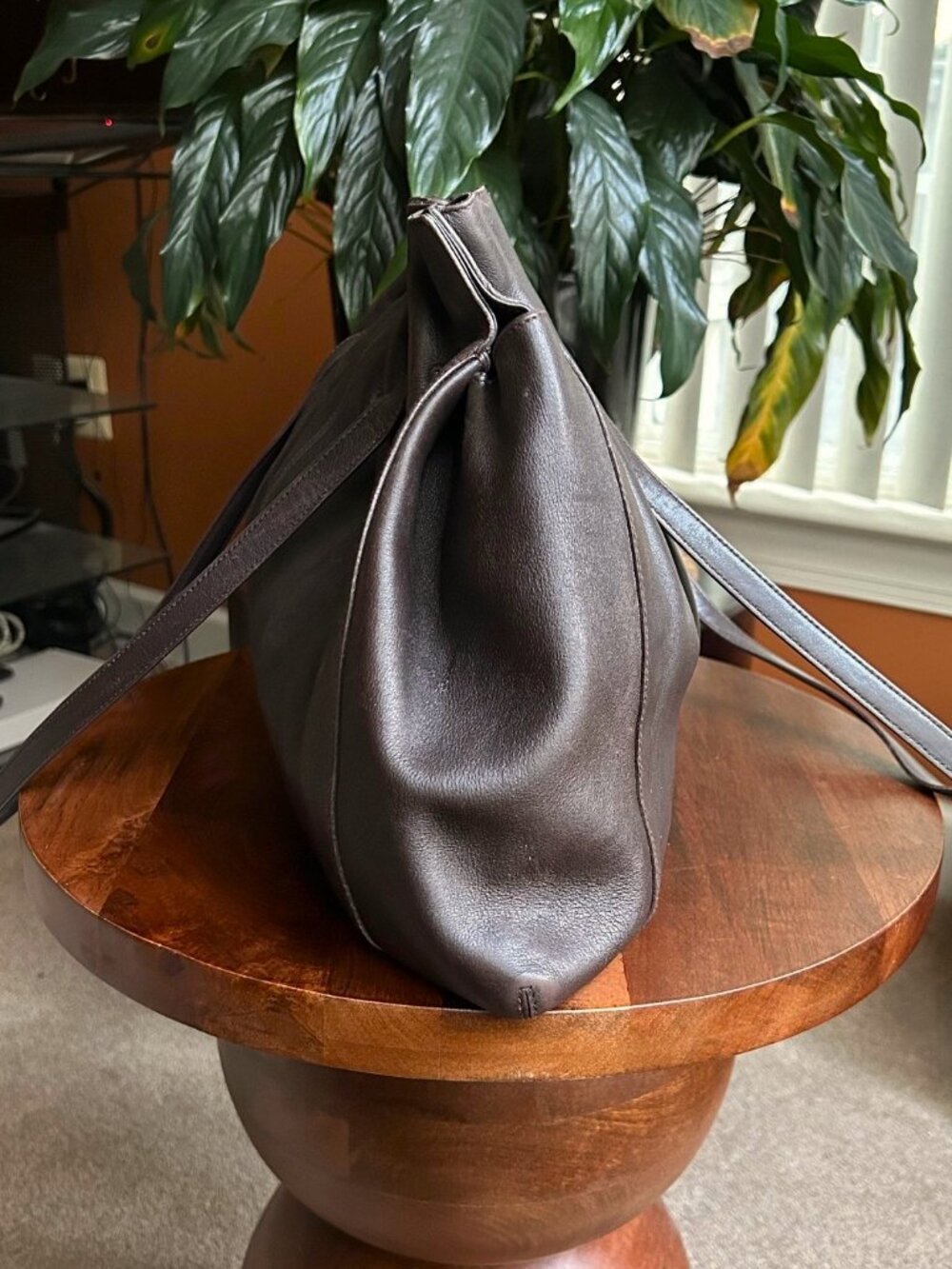 SALVATORE FERRAGAMO Nappa Soft Shoulder Bag, Chocolate Brown - Picture 6 of 10
